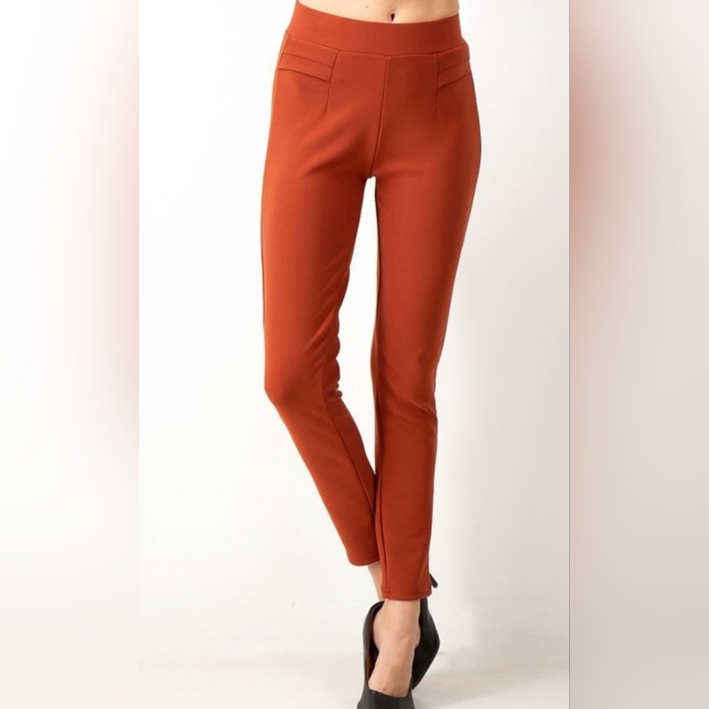 New Mix Rust Pull On Ponte Pants Slim Fit‎ Workwear Pants Sizes: S–3X